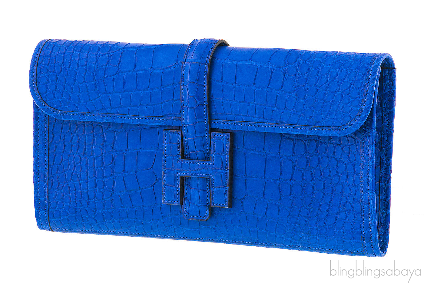 Jige Elan Blue Electric Crocodile Clutch