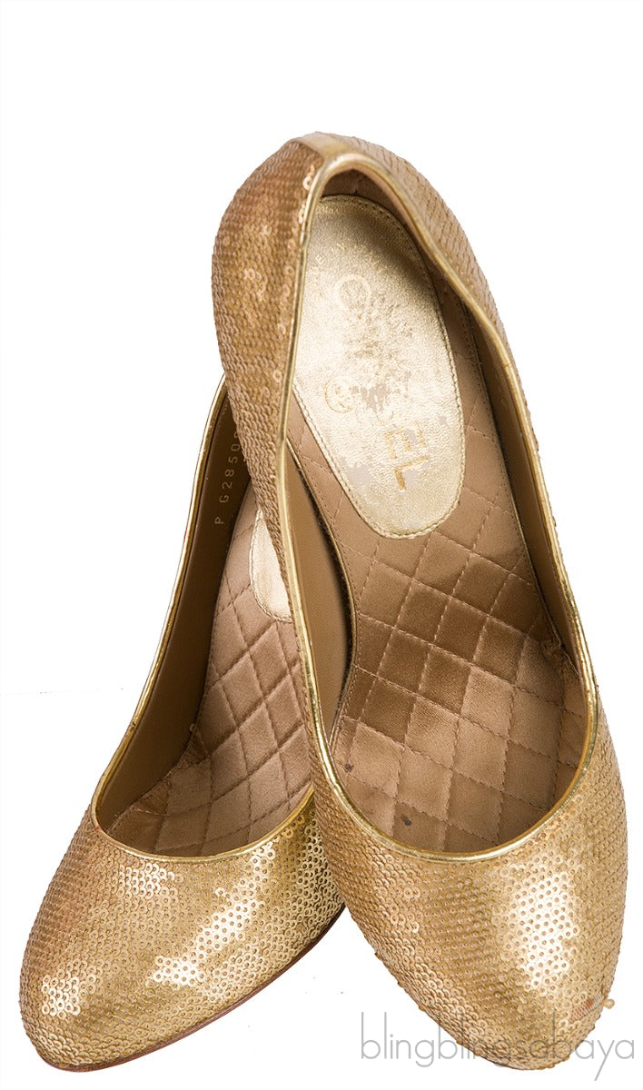 Metallic Gold Sequin Heels