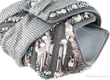 Grey Satin Metal Mesh Clutch