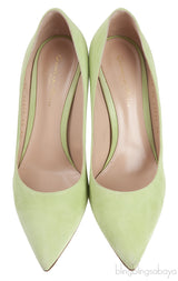 Apple Green Suede Pointed Toe Heels