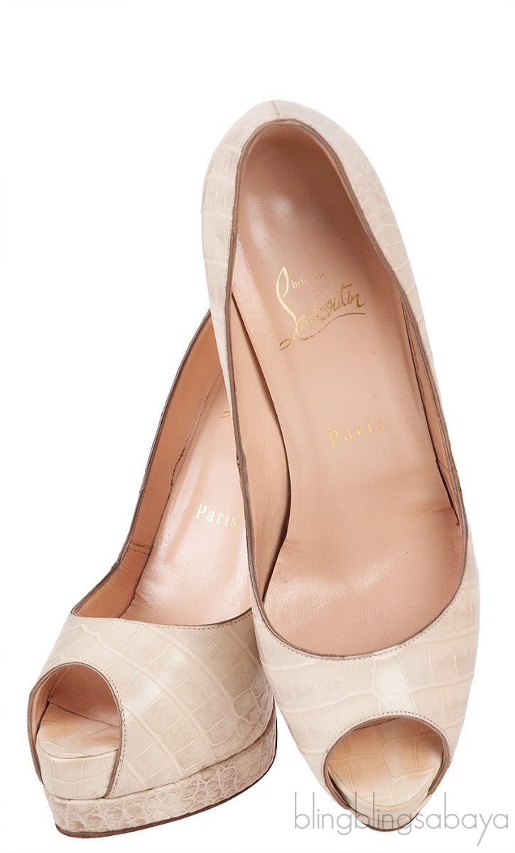 Alabastro Crocodile Peep Toe Pumps