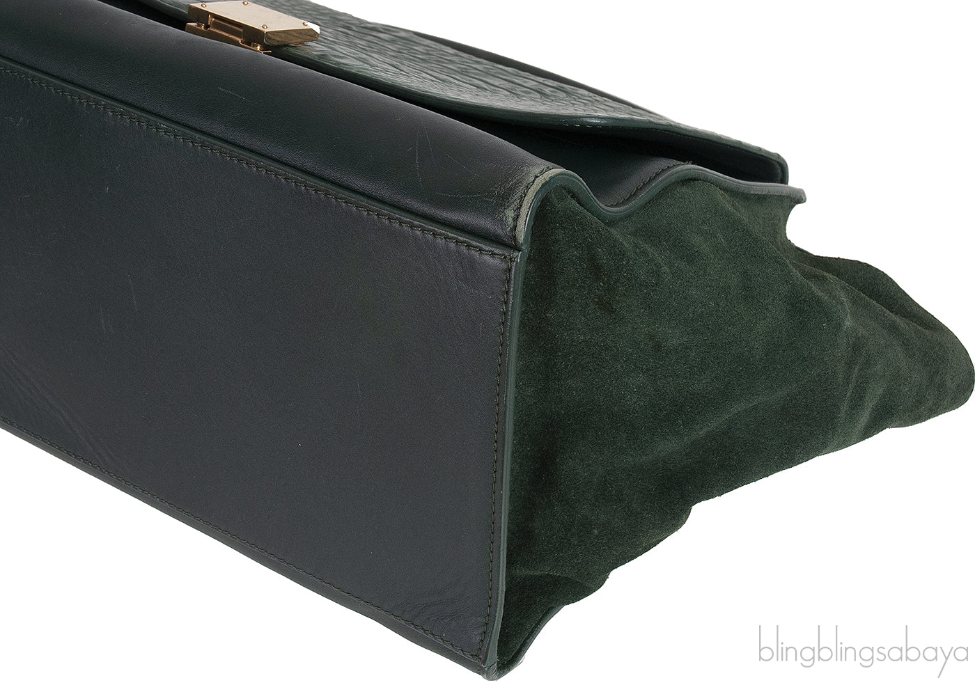 Trapeze Emerald Green Croc Embossed Shoulder Bag