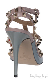 Valentino Garavani Blue Grey Patent Rockstuds Heels