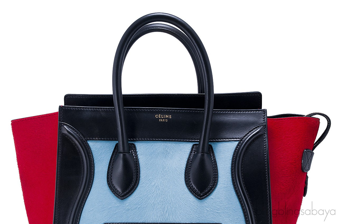 Tricolor Teal & Red Mini Luggage