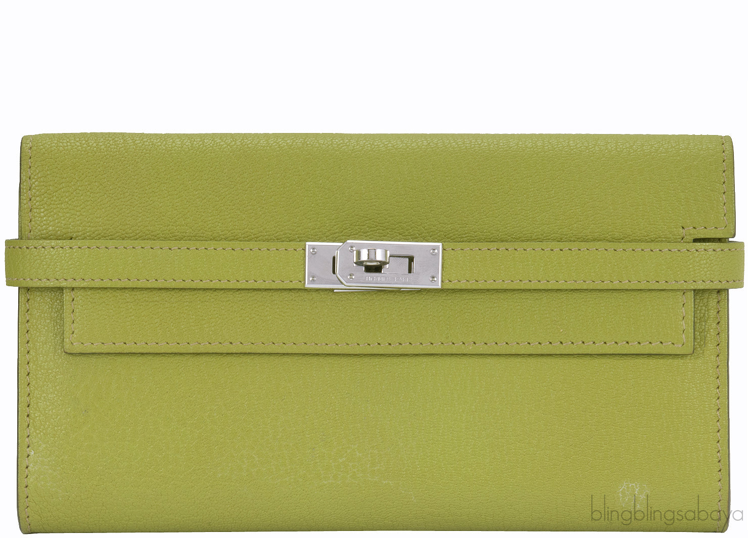 Kelly Long Wallet Chevre Vert Anis