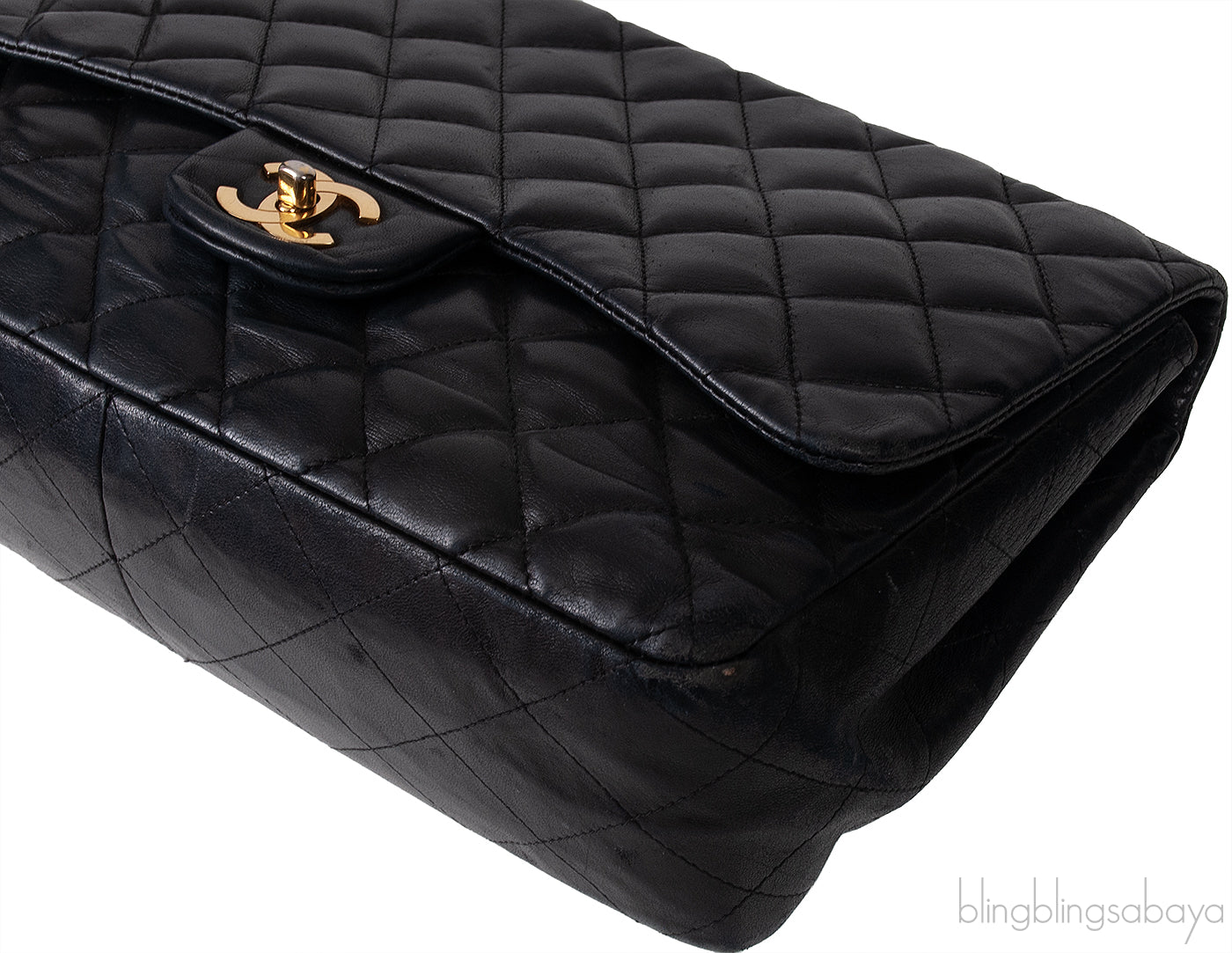 Black Quilted Vintage Jumbo Flap Bag GHW