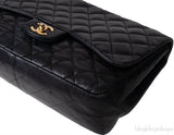 Black Quilted Vintage Jumbo Flap Bag GHW