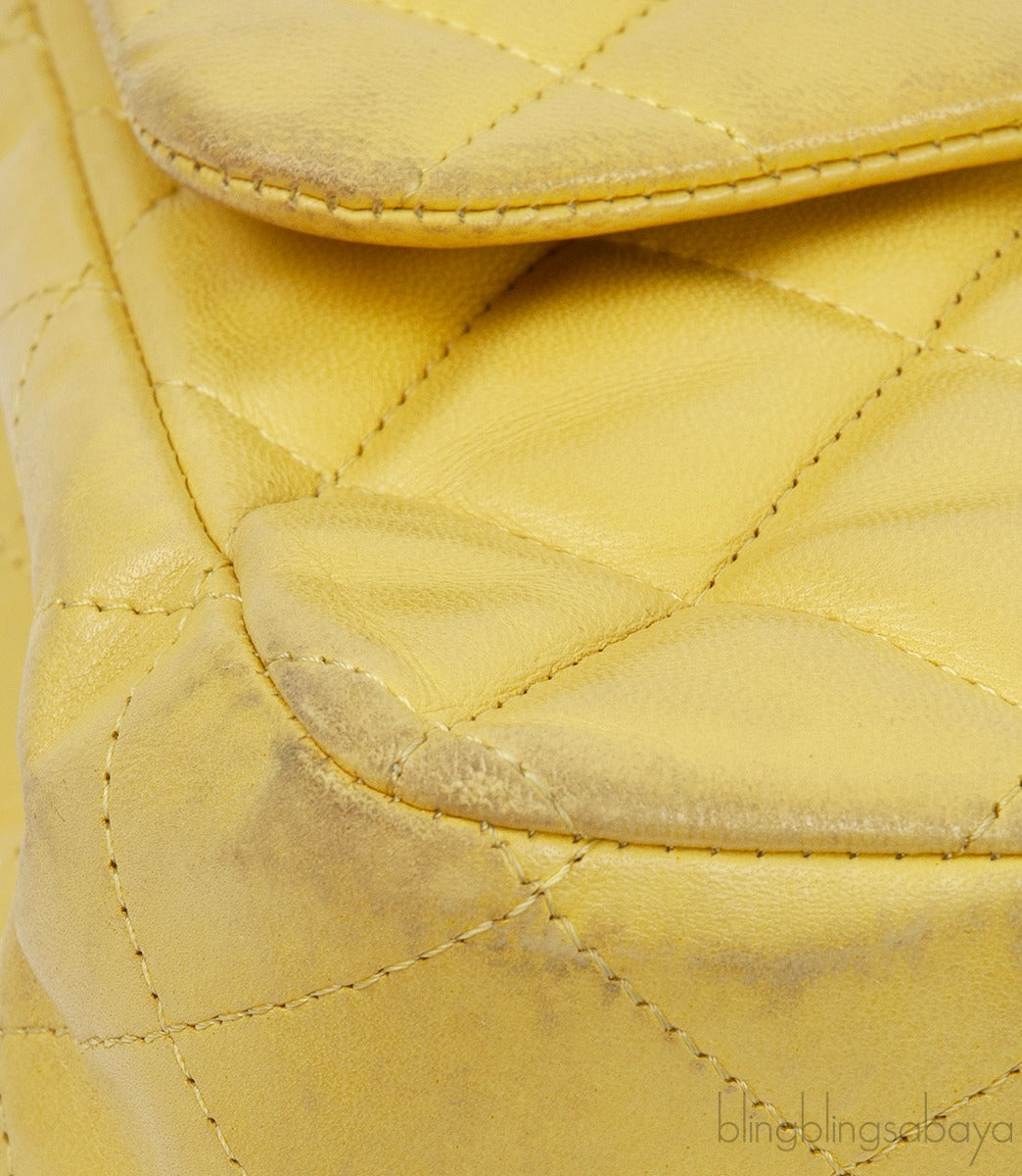 Yellow Quilted Classic Jumbo Flap Bag PHW