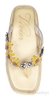 Roger Vivier Light Yellow Slide Blossom Platform Mule