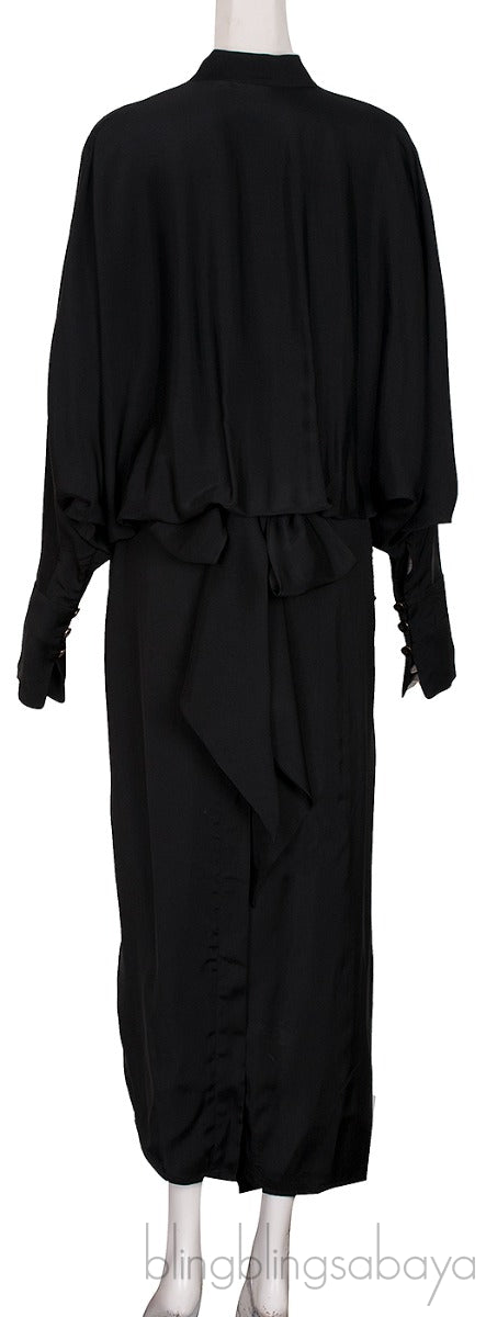 Black Asymmetric Midi Dress
