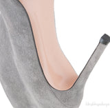 Grey Suede Ankle-Flare Boots