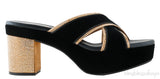 Black & Gold Criss-cross Sandals