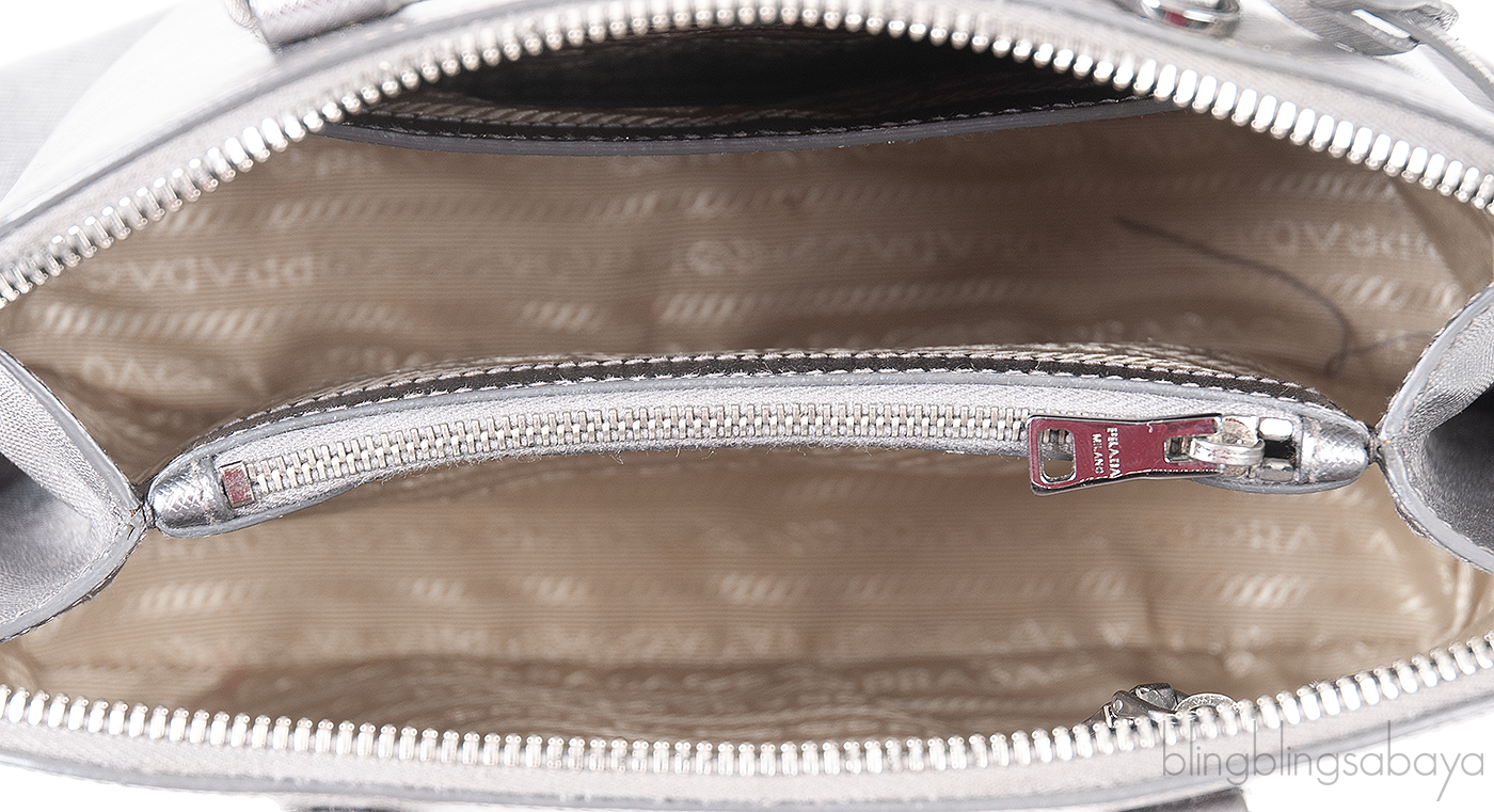 Silver Saffiano Promenade Top Handle Bag