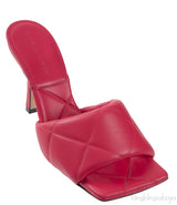 Fuchsia Pink Nappa Quilted Rubber Lido Leather Mules