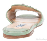 Pastel Green Crystal Open Toe Slide Sandals 38