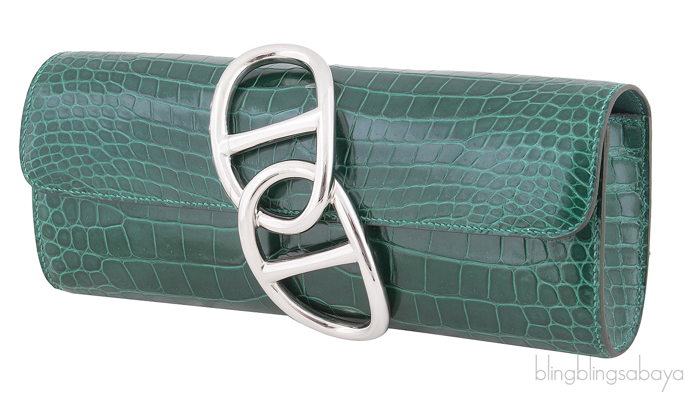 Egee Emerald Crocodile Clutch