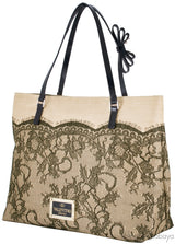 Beige Raffia & Lace Tote