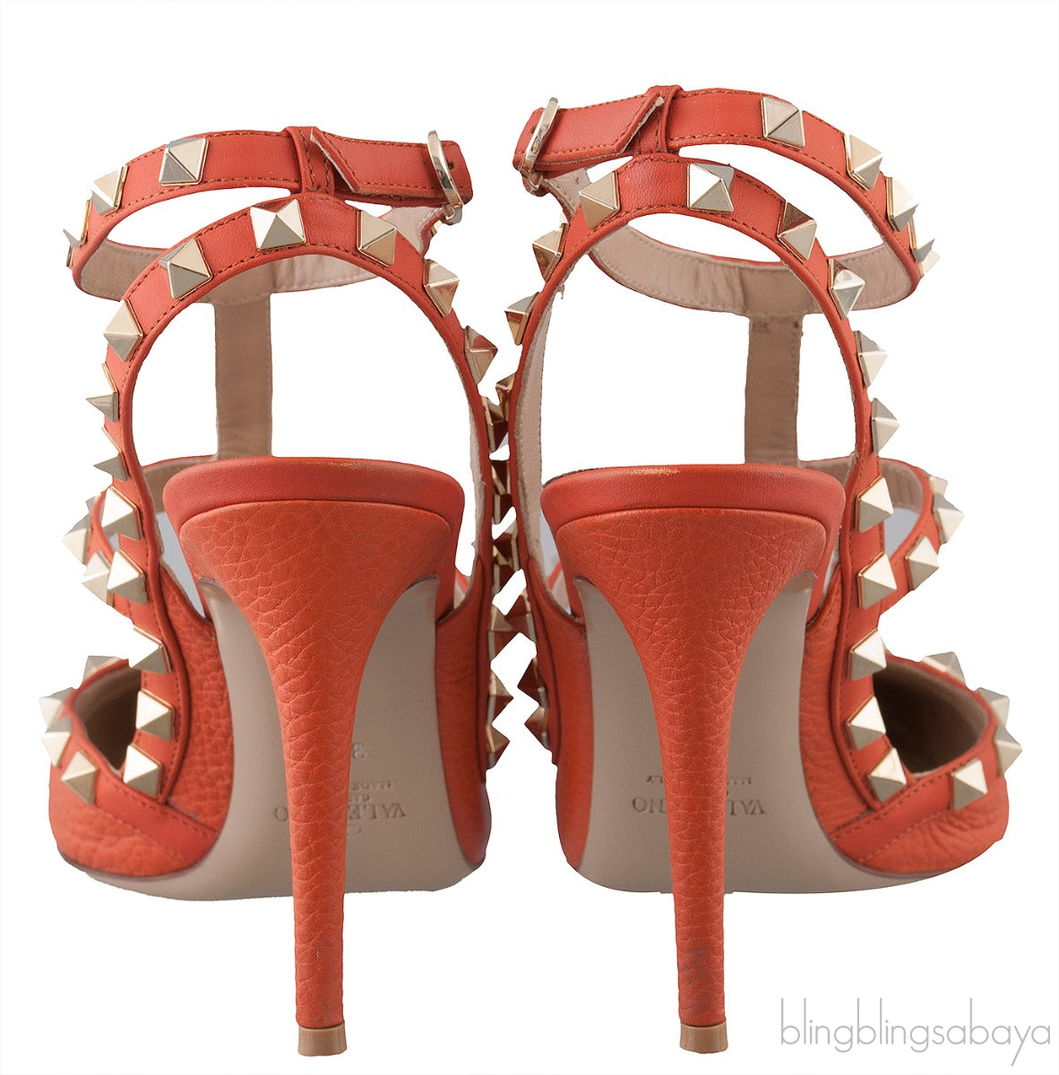 Rockstud Brique Gold Studs Heels 100