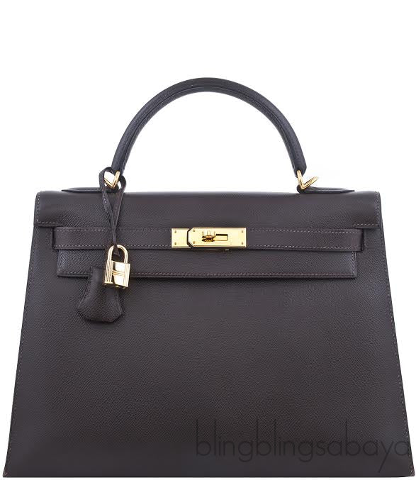 Kelly 32 Dark Brown Epsom GHW