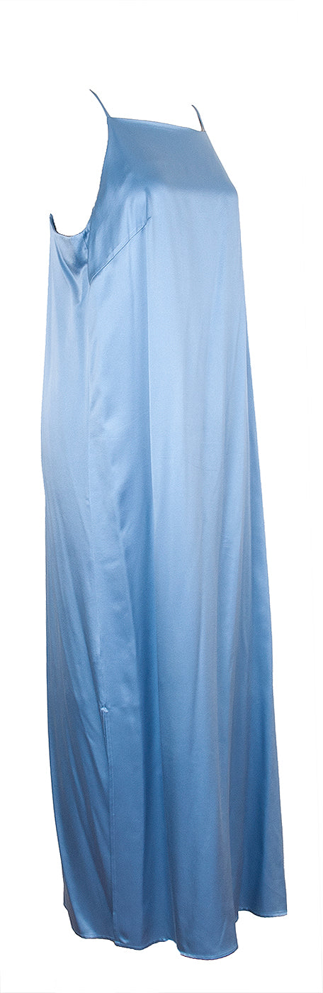 Tasman Silk-Satin Light Blue Midi Dress