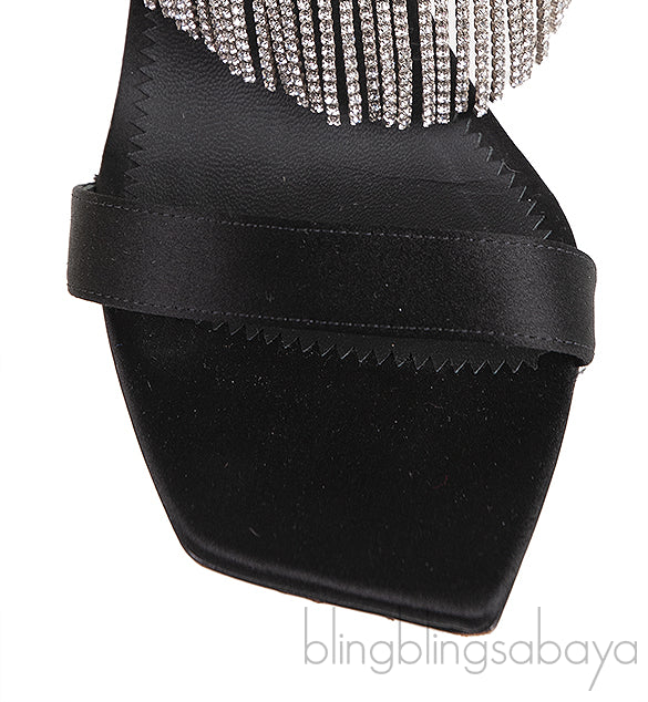 Giuseppe Zanotti Black Satin Crystal Prince Slide