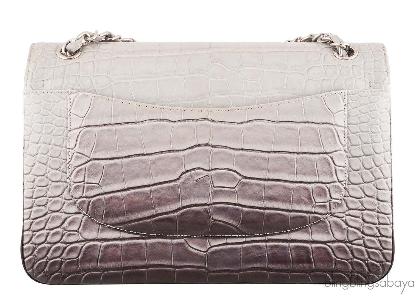 Ombre Grey Crocodile Flap Bag
