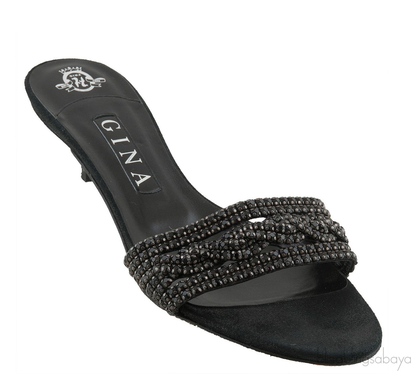 Black Crystal Mule Sandals