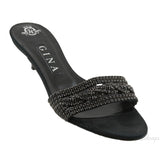Black Crystal Mule Sandals