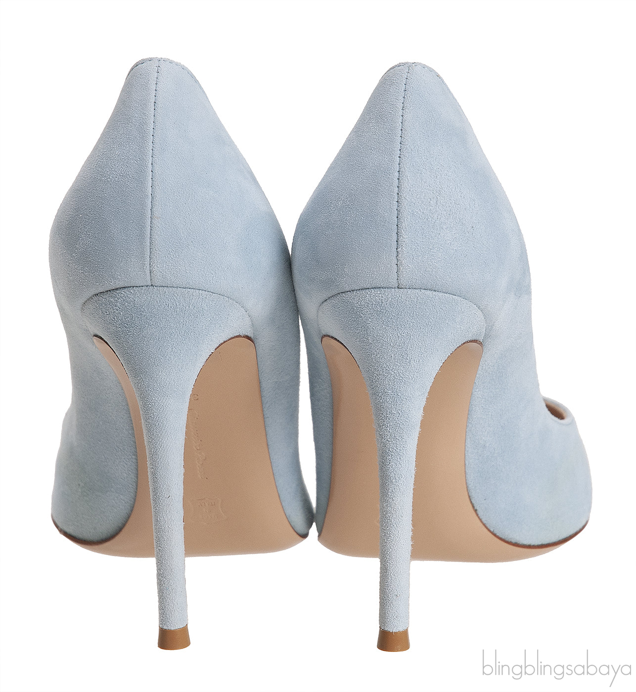 Light Blue Suede Pointed Toe Heels