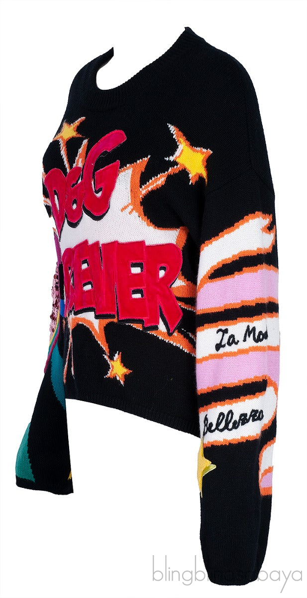 Black Sequin Embellished Sweatshirt