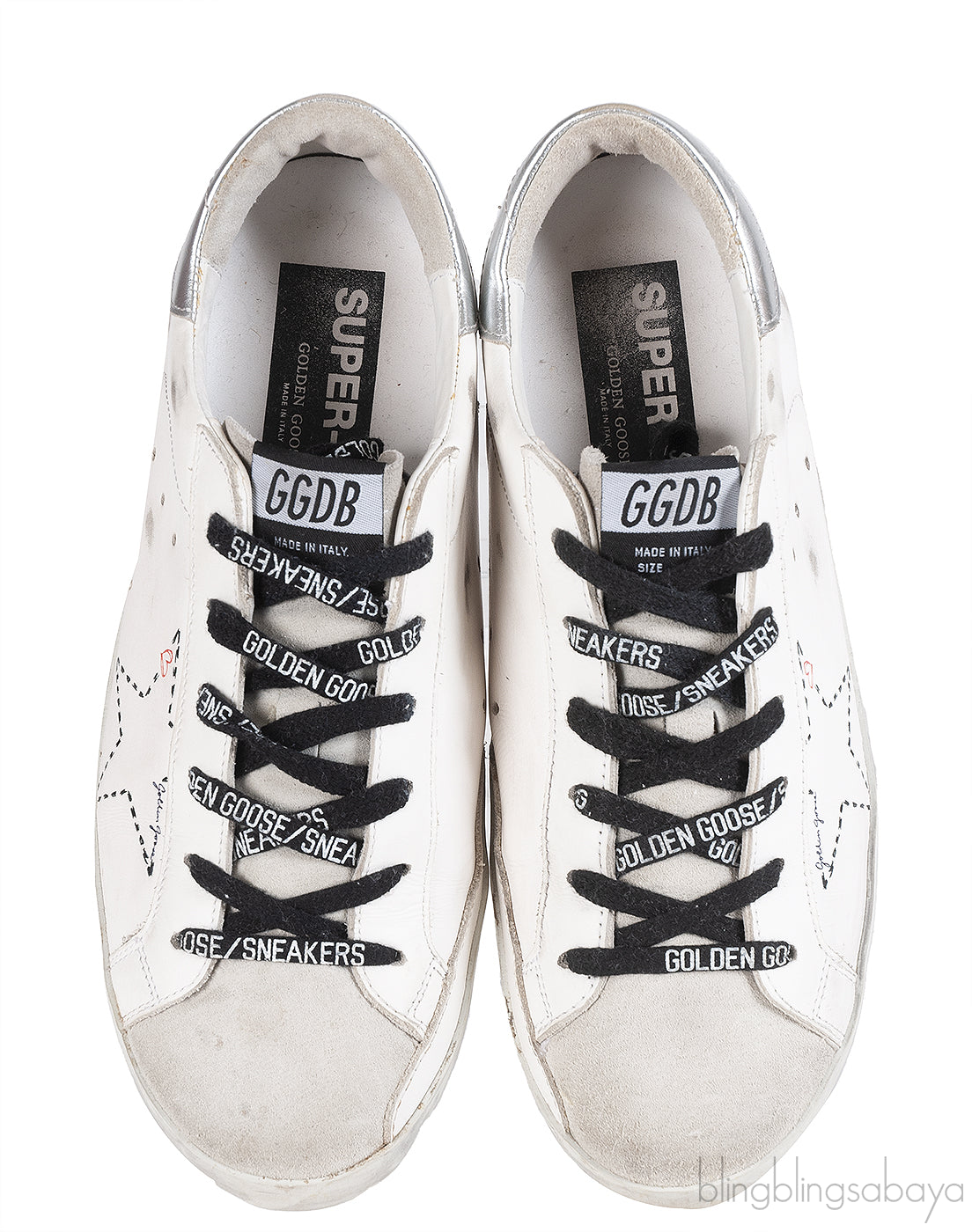 Golden goose White Distressed Printed Leather & Suede Sneakers