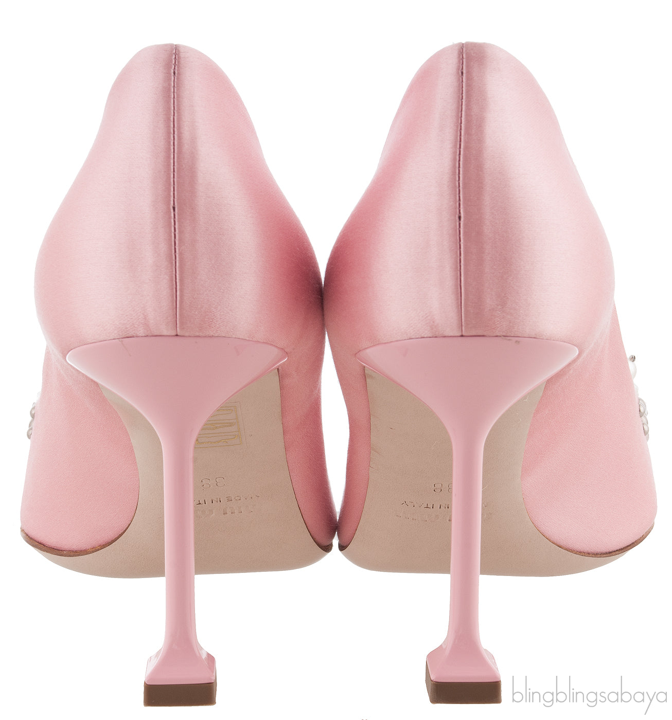 Embellished Pink Satin Pump