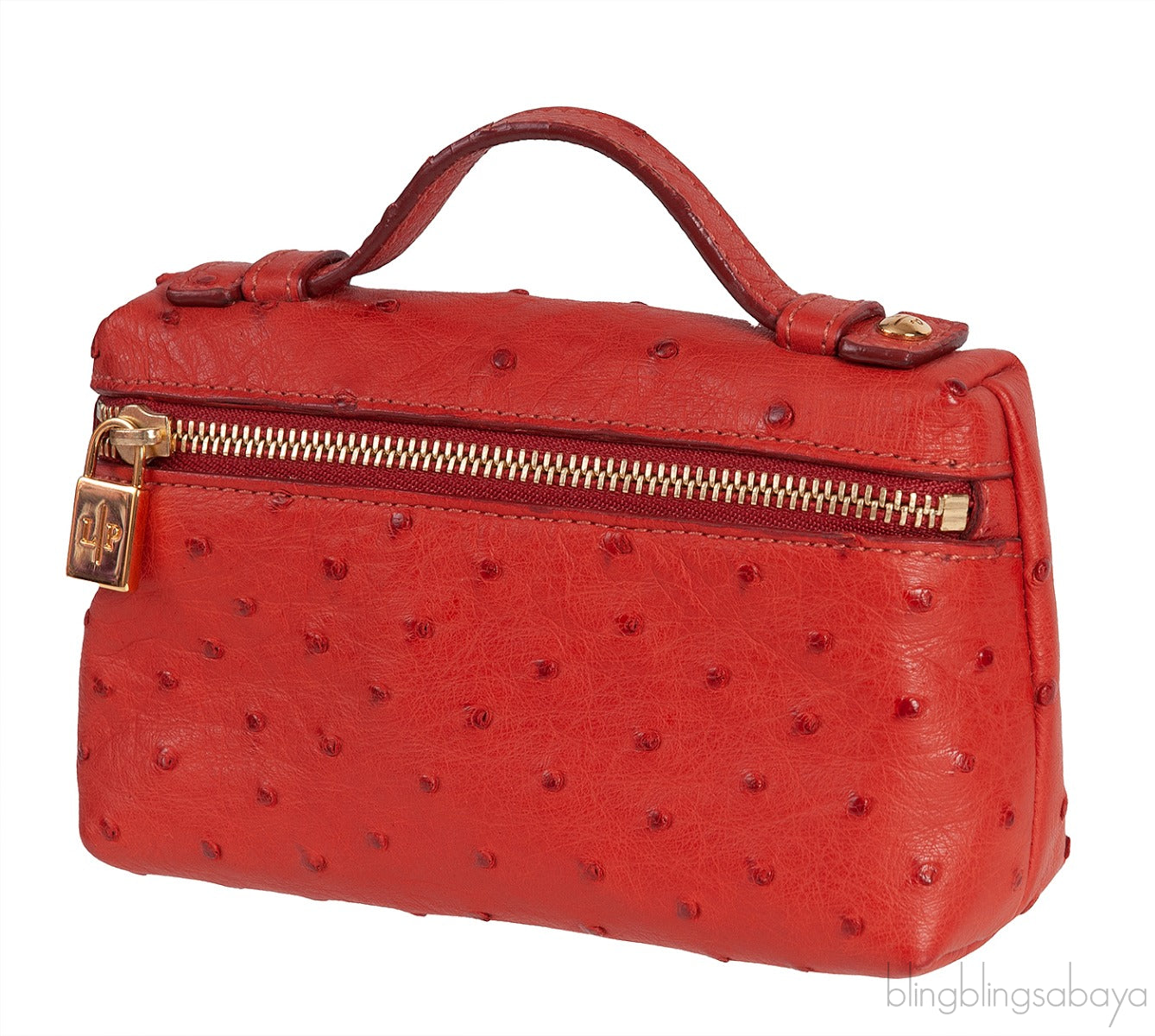 Mini L14 Rust Ostrich Pouch