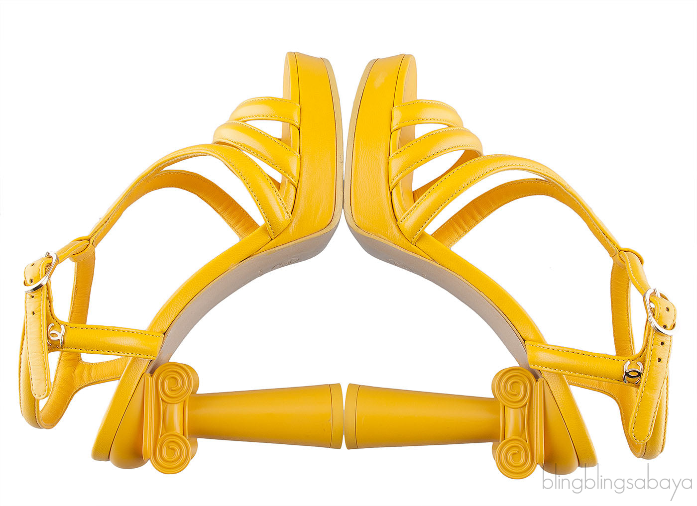 Parthenon Grecian Gladiator Column Heels Yellow