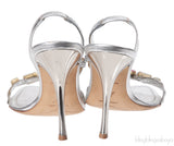 Rene Caovilla Metallic Silver Crystal Embellished Sandals