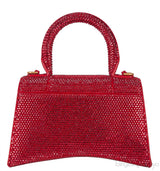 Hourglass XS Red Rhinestone Suede Calfskin