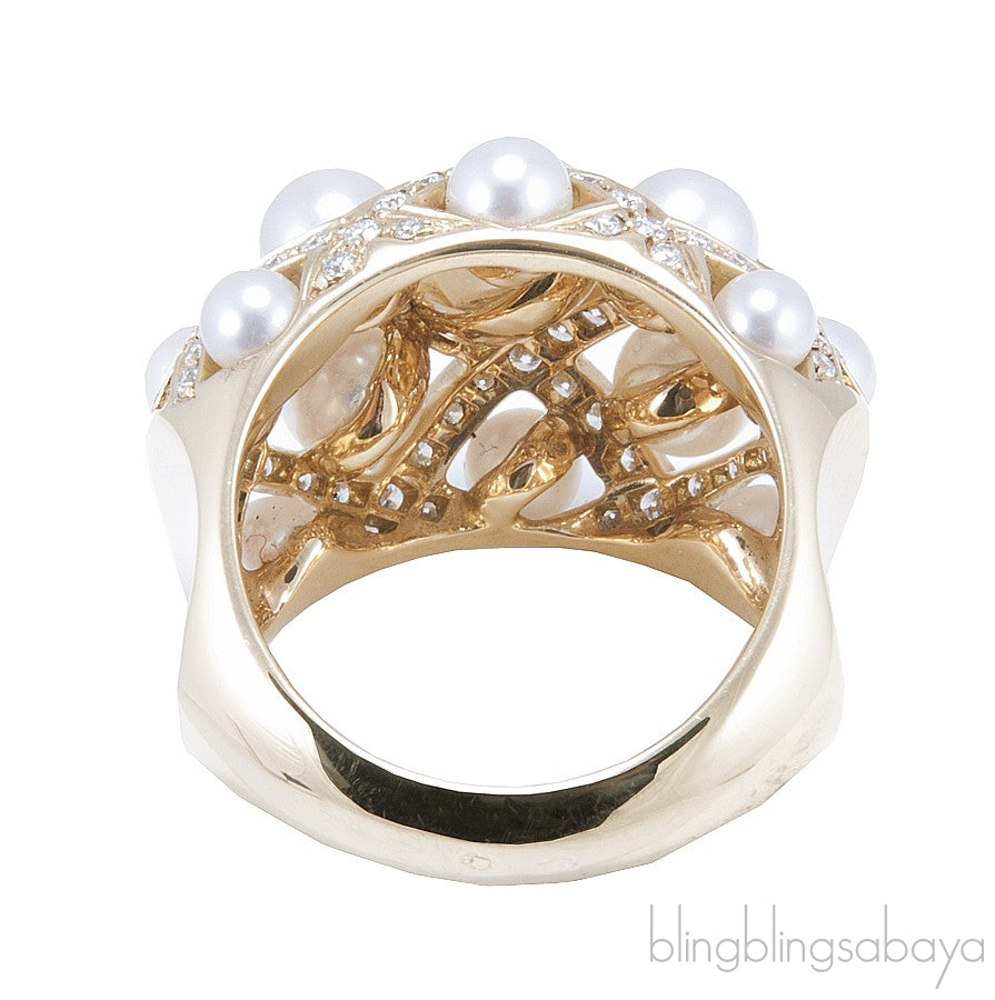 Pearl Diamond Matelasse Ring
