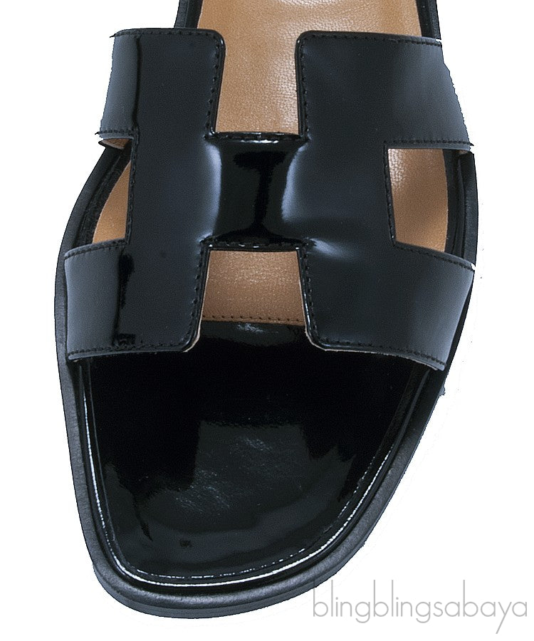 Black Patent Oran Sandals