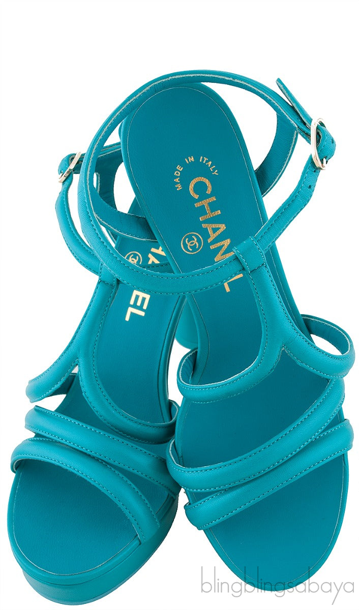 Parthenon Grecian Gladiator Column Heels Blue Green