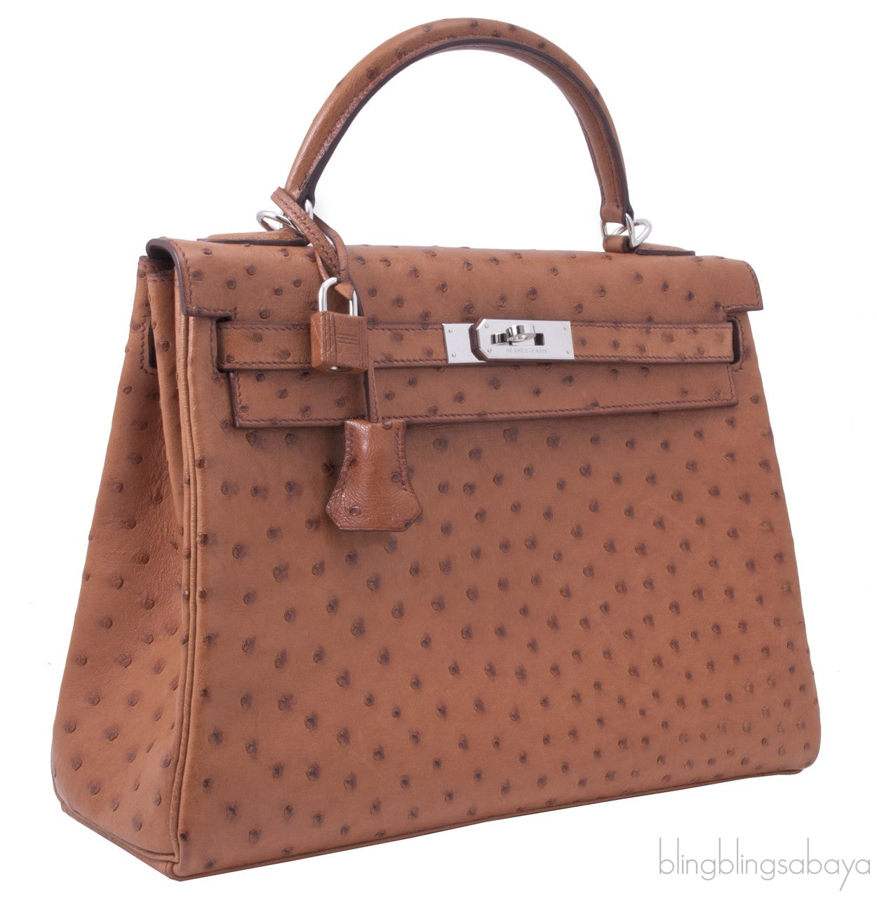 Kelly 32 Cognac Gold Ostrich