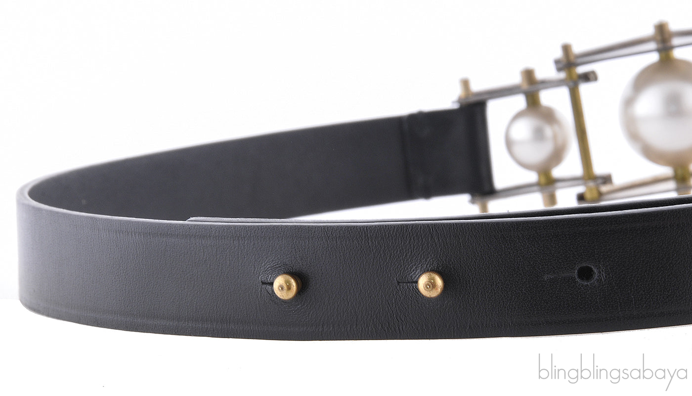 Black Pearl Leather Belt