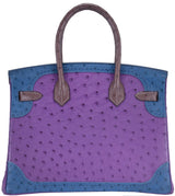Birkin 30 Tri-color Ghillies Ostrich
