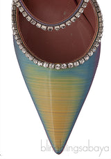 Gilda Crystal -Embellished Iridescent  Leather Mules