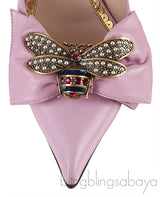 Baby Pink Bow Bee Pointed Toe Heels