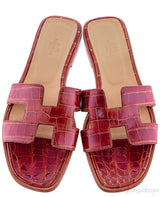 Cognac Crocodile Oran Sandals