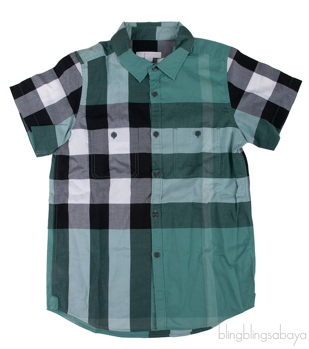 Green Checkered Kids Polo Shirt