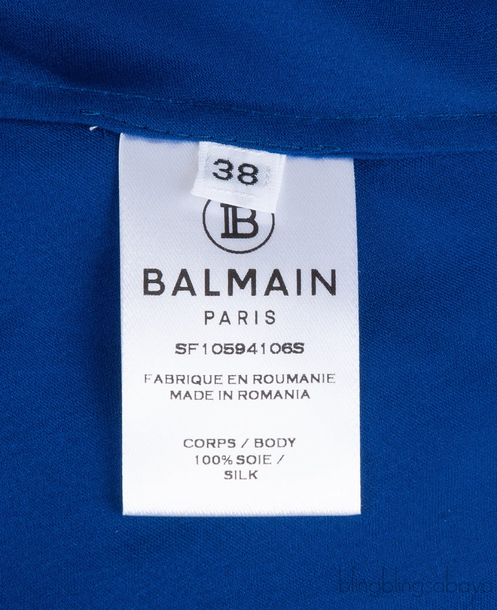 Blue Self-tie Silk Longsleeve Shirt