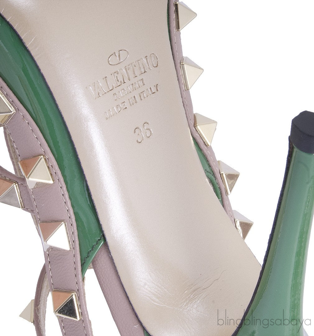 Vert Anis Rockstud Leather Pump