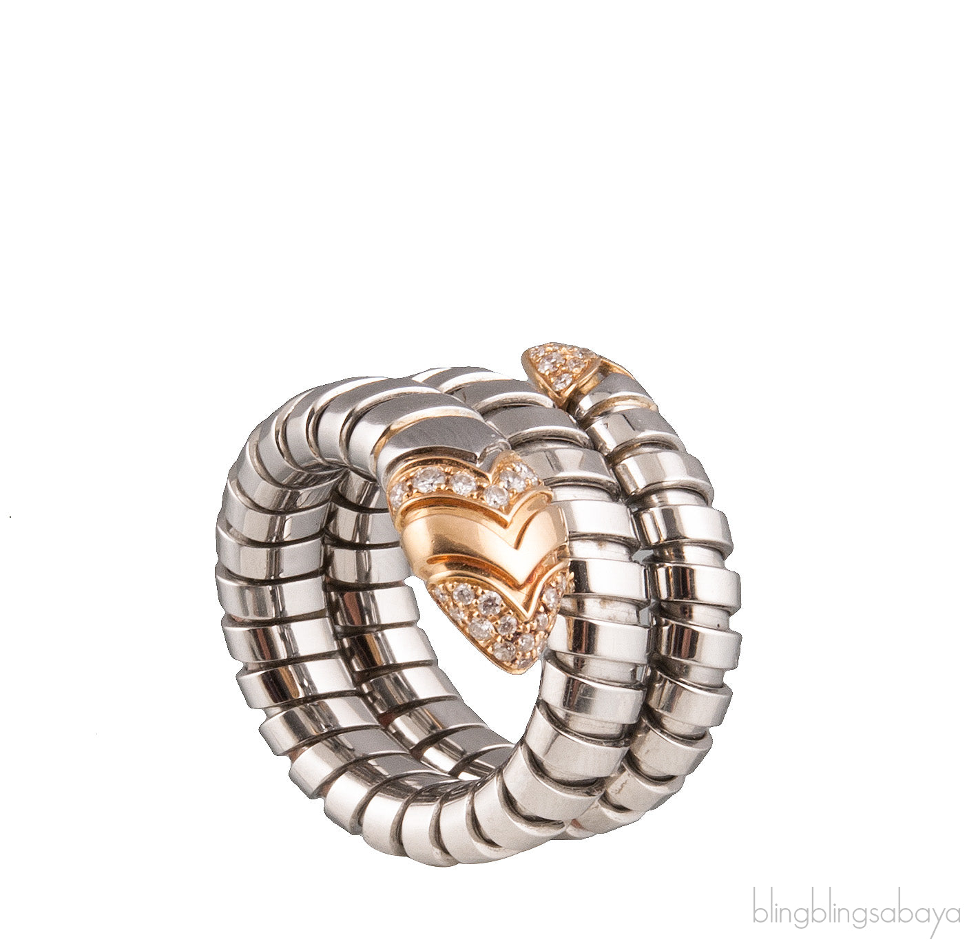 Serpenti Steel & Diamond Ring