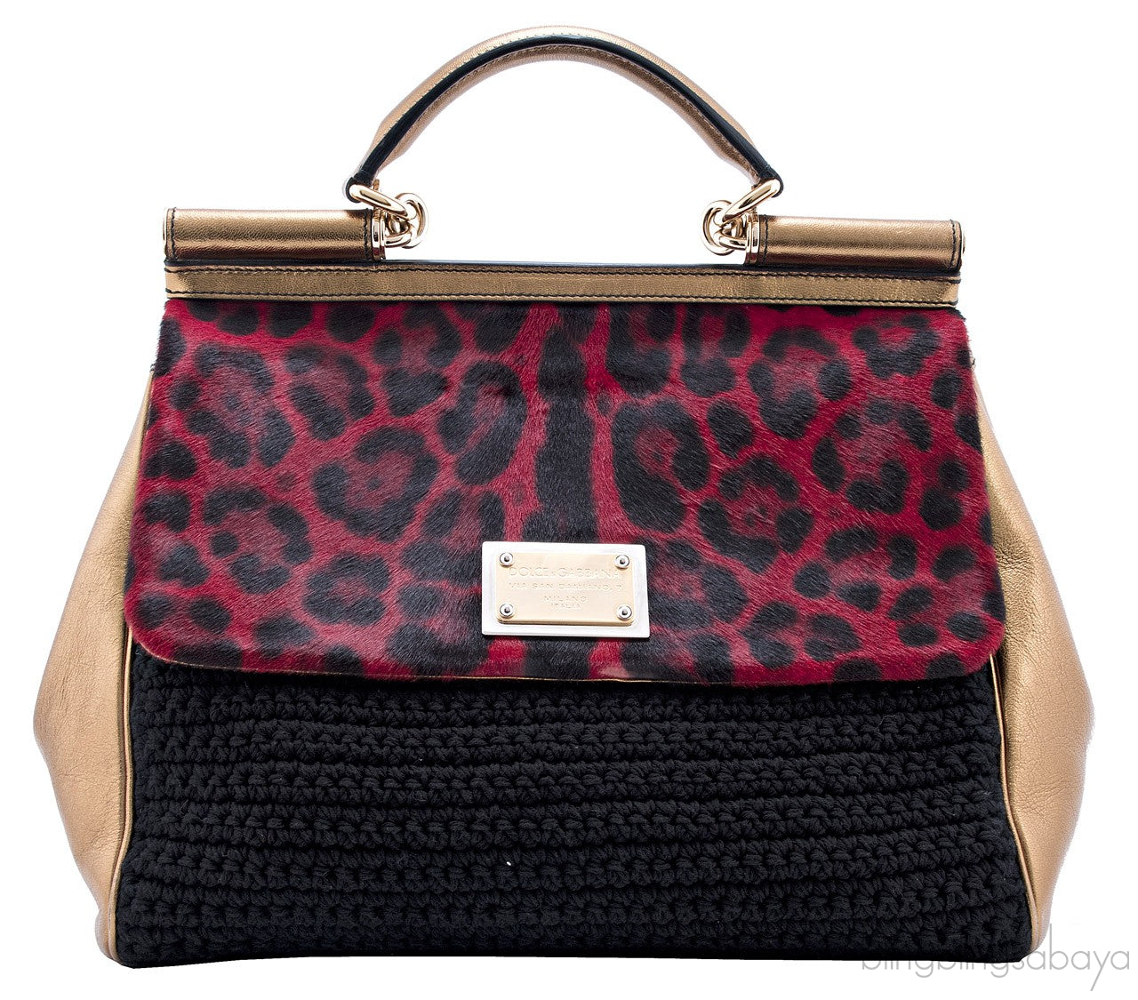 Miss Sicily Satchel Red Leopard